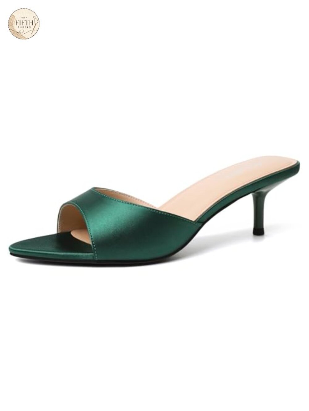 Kitten Heels Pointed Toe Faux Leather Slip On Mule Heeled Sandals for Party
